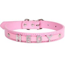 Load image into Gallery viewer, Free Bling Rhinestone Letter Custom Pet Cat Dog Collar Leather Puppy Collars For Small Medium Dogs Target Personalized Id Name