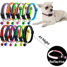 Load image into Gallery viewer, Pet Cat Dog Collar Nylon Strap Bell Reflective Collar Adjustable Collar Dog Puppy Necklace Pet Cat Safe Leash Accessories