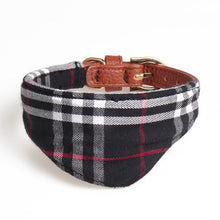Load image into Gallery viewer, Sqinans 2 Colors Plaid Dog Collar PU Leather Cat Collars Adjustable Breathable Puppy Cats Collar Scarf S/M/L