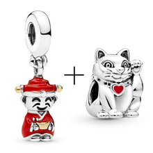 Load image into Gallery viewer, 2Pcs/lot Special Offer Red Lucky Cat & Mickey Beads Charms Fit Pandora Bracelet & Necklaces For Women Jewelry Making Accessories