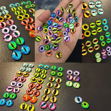 Load image into Gallery viewer, 10-50PCS glass eyes cabochons Round 6MM-30MM Round Dome Dragon Eye Dragon Cat Eye Toys DIY Jewelry Accessory MIX Pupil Eye Cameo
