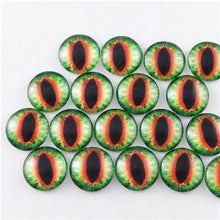 Load image into Gallery viewer, 10-50PCS glass eyes cabochons Round 6MM-30MM Round Dome Dragon Eye Dragon Cat Eye Toys DIY Jewelry Accessory MIX Pupil Eye Cameo