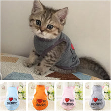 Load image into Gallery viewer, Pet Clothes "I Love Mommy" Printed Dog Cat Clothing Tee Shirts Summer Breathable Cotton T-shirt for Kitten Cats Puppy Small Dogs