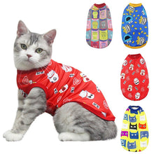 Load image into Gallery viewer, Pet Cat Cartoon Clothesfor Happy New Year Puppy Vest Shirts Clothes Cute Printed Soft Cotton Vest Tops For Small Cat
