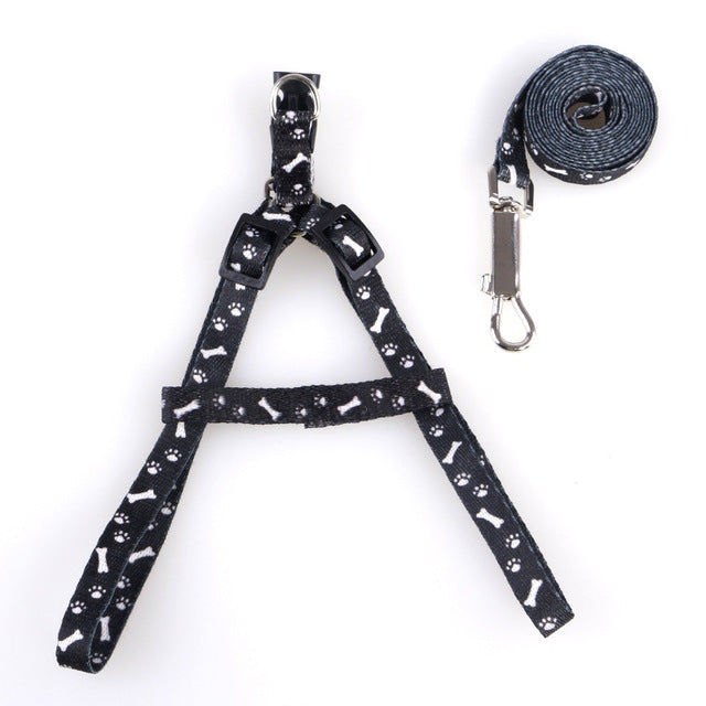 New Pet leash portable adjustable cat dog collar polyester printing durable belt chest strap training walking belt pet supplies