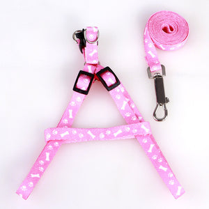New Pet leash portable adjustable cat dog collar polyester printing durable belt chest strap training walking belt pet supplies