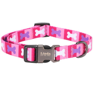 COZY JOY Dog Collar Personalized Nylon Pet Tag  Custom Puppy Cat Nameplate ID Collars Adjustable For Medium Large Dogs Engraved