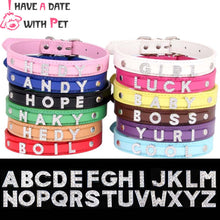 Load image into Gallery viewer, Free Bling Rhinestone Letter Custom Pet Cat Dog Collar Leather Puppy Collars For Small Medium Dogs Target Personalized Id Name
