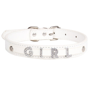 Free Bling Rhinestone Letter Custom Pet Cat Dog Collar Leather Puppy Collars For Small Medium Dogs Target Personalized Id Name