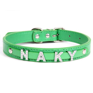 Free Bling Rhinestone Letter Custom Pet Cat Dog Collar Leather Puppy Collars For Small Medium Dogs Target Personalized Id Name