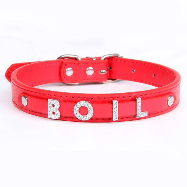 Free Bling Rhinestone Letter Custom Pet Cat Dog Collar Leather Puppy Collars For Small Medium Dogs Target Personalized Id Name