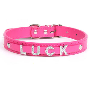 Free Bling Rhinestone Letter Custom Pet Cat Dog Collar Leather Puppy Collars For Small Medium Dogs Target Personalized Id Name