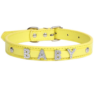 Free Bling Rhinestone Letter Custom Pet Cat Dog Collar Leather Puppy Collars For Small Medium Dogs Target Personalized Id Name