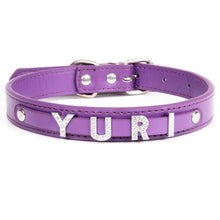 Load image into Gallery viewer, Free Bling Rhinestone Letter Custom Pet Cat Dog Collar Leather Puppy Collars For Small Medium Dogs Target Personalized Id Name
