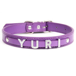 Free Bling Rhinestone Letter Custom Pet Cat Dog Collar Leather Puppy Collars For Small Medium Dogs Target Personalized Id Name