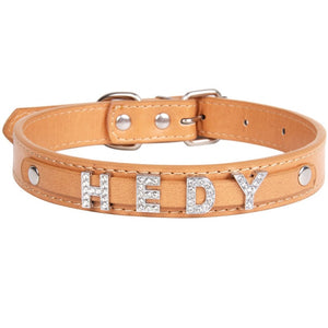 Free Bling Rhinestone Letter Custom Pet Cat Dog Collar Leather Puppy Collars For Small Medium Dogs Target Personalized Id Name