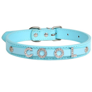 Free Bling Rhinestone Letter Custom Pet Cat Dog Collar Leather Puppy Collars For Small Medium Dogs Target Personalized Id Name