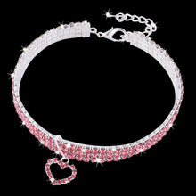 Load image into Gallery viewer, Heart-shaped Dog Collar Rhinestone Cat Collar Neck Size 20CM 25CM 30CM For Small Medium Dogs Cats Pet Products Pink Blue Red D20
