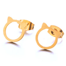 Load image into Gallery viewer, new fashion gothic Animal Heart Leaf Cat Flower Star stud earrings christmas gold Earrings for Women set Gift accessories 2019
