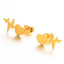 Load image into Gallery viewer, new fashion gothic Animal Heart Leaf Cat Flower Star stud earrings christmas gold Earrings for Women set Gift accessories 2019
