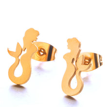 Load image into Gallery viewer, new fashion gothic Animal Heart Leaf Cat Flower Star stud earrings christmas gold Earrings for Women set Gift accessories 2019
