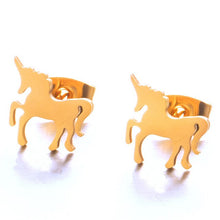 Load image into Gallery viewer, new fashion gothic Animal Heart Leaf Cat Flower Star stud earrings christmas gold Earrings for Women set Gift accessories 2019
