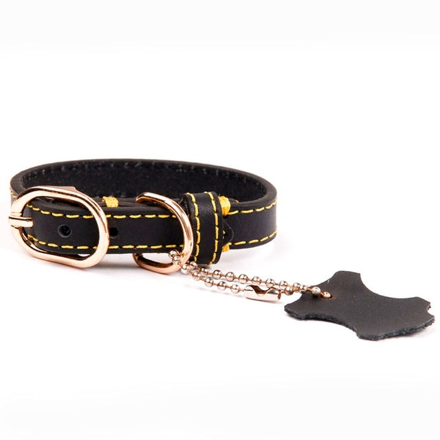 Dog Pet Collars Genuine Leather Solid High Quality Pure Collar Basic Dog Collars For Small Large Dog Cat Pet Supplies PY0217