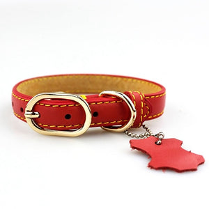 Dog Pet Collars Genuine Leather Solid High Quality Pure Collar Basic Dog Collars For Small Large Dog Cat Pet Supplies PY0217