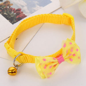 New Adjustable Cute Necktie Dog Cat Pet Collar Nylon Bell Kitten Candy Color Bow Tie Bowknot Likesome Collars
