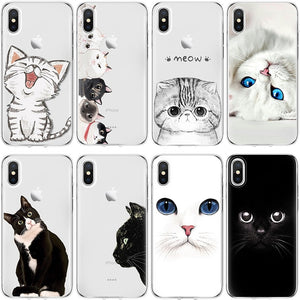 Lovely Cat Cover For iPhone XS Max XR X 5 SE 6S S 7 8 Plus Coque For Huawei P8 P9 P10 2017 P20 Mate 10 20 Lite Pro Honor 8X Case