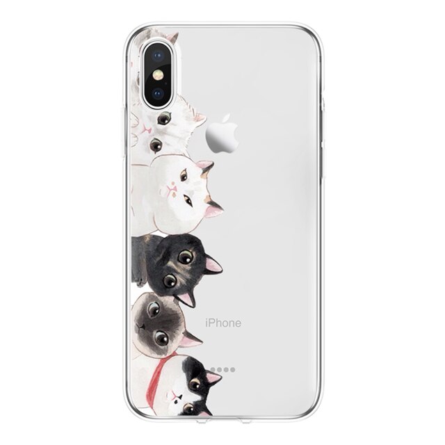 Lovely Cat Cover For iPhone XS Max XR X 5 SE 6S S 7 8 Plus Coque For Huawei P8 P9 P10 2017 P20 Mate 10 20 Lite Pro Honor 8X Case