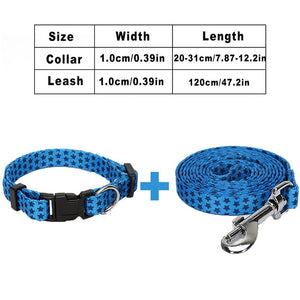 120cm Small Pet Dog Nylon Leash Collar Set Adjustable Quick Release Cat Necklace Leashes Sets for Puppy Cats Pet Outdoor Bulldog