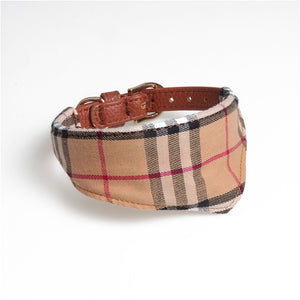 Sqinans 2 Colors Plaid Dog Collar PU Leather Cat Collars Adjustable Breathable Puppy Cats Collar Scarf S/M/L