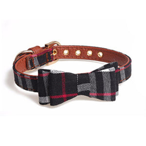 Sqinans 2 Colors Plaid Dog Collar PU Leather Cat Collars Adjustable Breathable Puppy Cats Collar Scarf S/M/L