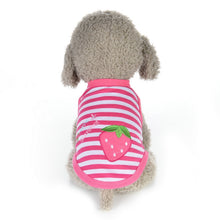 Load image into Gallery viewer, Cat T-shirt Cute Puppy Dogs Clothes Cartoon Striped Strawberry Pet Clothing Summer Shirt For Mini Small Puppy Casual Vests XXXS
