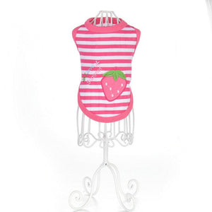Cat T-shirt Cute Puppy Dogs Clothes Cartoon Striped Strawberry Pet Clothing Summer Shirt For Mini Small Puppy Casual Vests XXXS