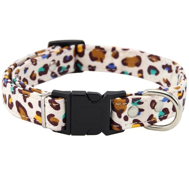 Adjustable Dog Collar Canvas Print Puppy Cat Collars for Small Medium Large Dogs Pet Neck Starp High Quality ABS Buckle S-XXL