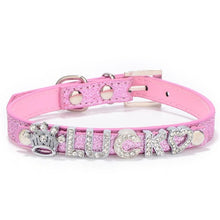 Load image into Gallery viewer, Personalized DIY Name Dog Collars Bling Pet Dog Collar With Diamond Buckle Puppy Cat Letters Charms For Teddy French Bulldog
