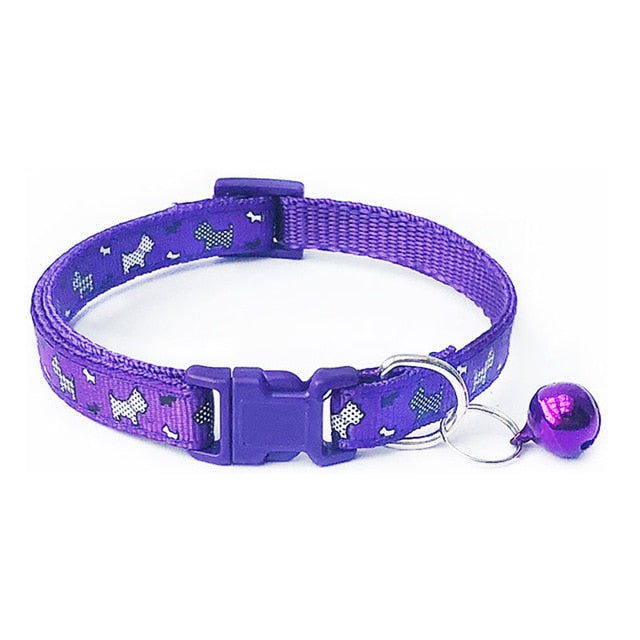 Nylon with Bell Pet Cute Fashion Paw Dog Cat Puppy Charm Adjustable Lovely Safety Collars 1PC New Buckle