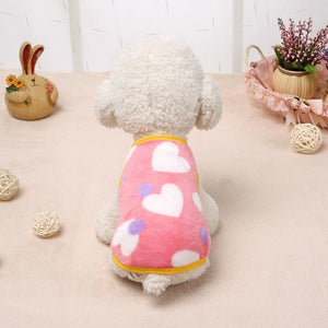 Cute Heart-shaped Pet Dog/Cat Clothes Soft Coral Velvet Warm Puppy Cat Sweater Vest Leopard Print Small Chihuahua Vests Clothing
