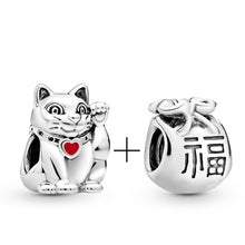 Load image into Gallery viewer, 2Pcs/lot Special Offer Red Lucky Cat &amp; Mickey Beads Charms Fit Pandora Bracelet &amp; Necklaces For Women Jewelry Making Accessories
