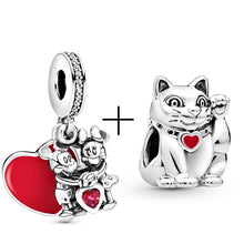 Load image into Gallery viewer, 2Pcs/lot Special Offer Red Lucky Cat &amp; Mickey Beads Charms Fit Pandora Bracelet &amp; Necklaces For Women Jewelry Making Accessories
