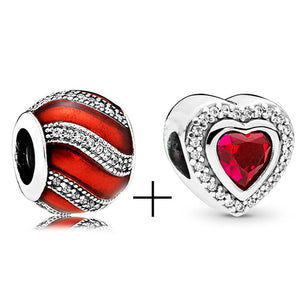 2Pcs/lot Special Offer Red Lucky Cat & Mickey Beads Charms Fit Pandora Bracelet & Necklaces For Women Jewelry Making Accessories