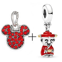 Load image into Gallery viewer, 2Pcs/lot Special Offer Red Lucky Cat &amp; Mickey Beads Charms Fit Pandora Bracelet &amp; Necklaces For Women Jewelry Making Accessories
