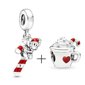 2Pcs/lot Special Offer Red Lucky Cat & Mickey Beads Charms Fit Pandora Bracelet & Necklaces For Women Jewelry Making Accessories