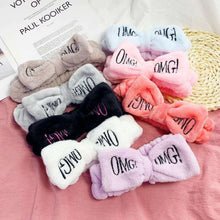 Load image into Gallery viewer, Bow Headwear Fleece Coral Wash Face Bath Mask Makeup Turban Women Girls Letter Dot Striped Cat Shape Hairband Hair Accessories
