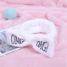 Load image into Gallery viewer, Bow Headwear Fleece Coral Wash Face Bath Mask Makeup Turban Women Girls Letter Dot Striped Cat Shape Hairband Hair Accessories
