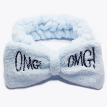Load image into Gallery viewer, Bow Headwear Fleece Coral Wash Face Bath Mask Makeup Turban Women Girls Letter Dot Striped Cat Shape Hairband Hair Accessories
