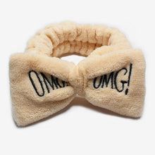 Load image into Gallery viewer, Bow Headwear Fleece Coral Wash Face Bath Mask Makeup Turban Women Girls Letter Dot Striped Cat Shape Hairband Hair Accessories
