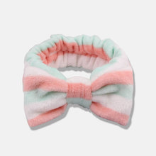 Load image into Gallery viewer, Bow Headwear Fleece Coral Wash Face Bath Mask Makeup Turban Women Girls Letter Dot Striped Cat Shape Hairband Hair Accessories
